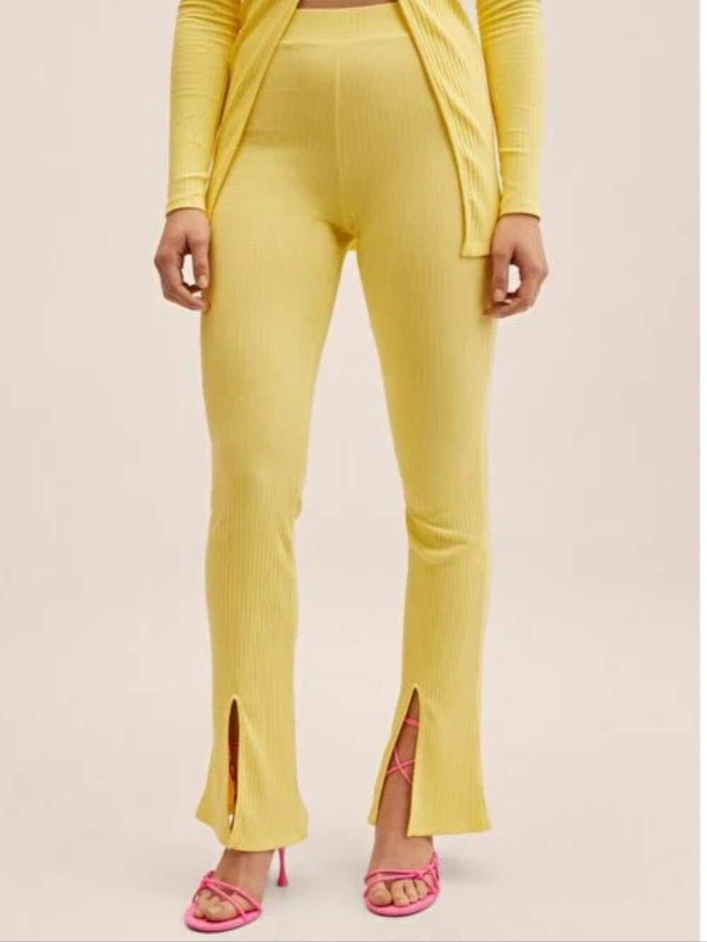 NWT Mango Split Hem Knit Pull On Pants Size Womans Medium
